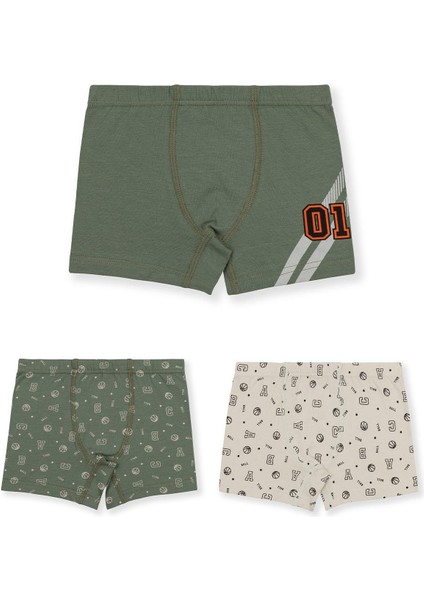 Erkek Çocuk Pamuklu Baskılı Rahat Kesim Likralı Boxer 3'lü Paket 3514 Renkli