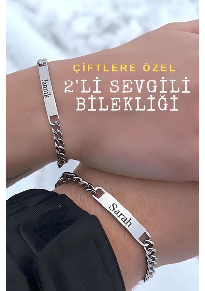 Sevgili Çift Bilekliği Kişiye Özel Paslanmaz Çelik Bileklik 2 Adet SCB45