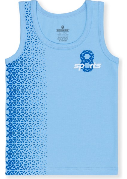 Erkek Çocuk Pamuklu Likralı Bisiklet Yaka Baskılı Klasik Kalın Askılı Atlet Boxer Takım Tekli 2926 Mavi fiyatları