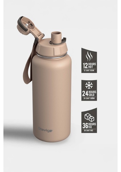 1 Hand Leak-Proof Sızdırmaz Çelik Termos 1000 Ml Lıght Brown St-217 fiyatları