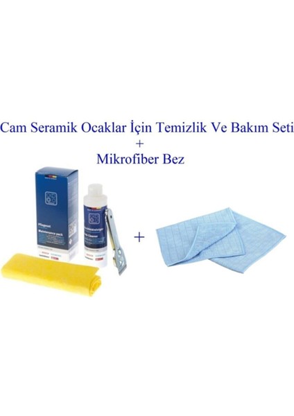 Cam Seramik Ocaklar Için Temizlik ve Bakım Seti + Mikrofiber Bez