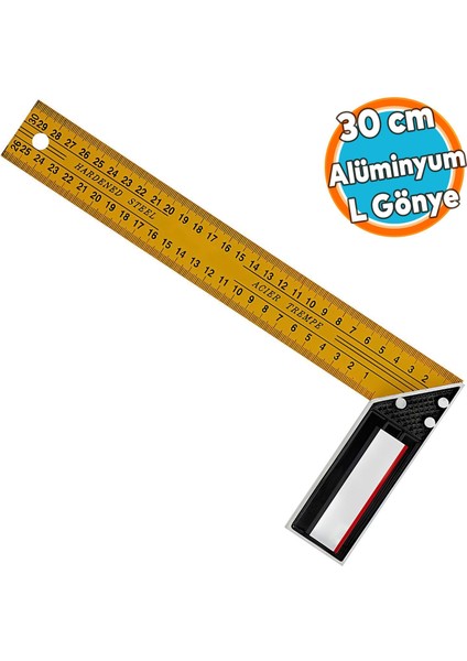 Alüminyum Marangoz L Gönye Sarı Gönye Cetvel Kaynak Kaynakçı Marangoz Gönyesi 300 mm