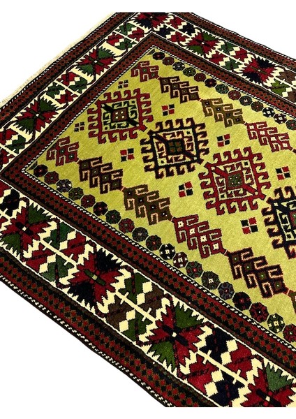 El Dokuma Sıfır Kafkas Halısı 130X205 Kök Boya Fıstık Yeşili Halı fırsatları