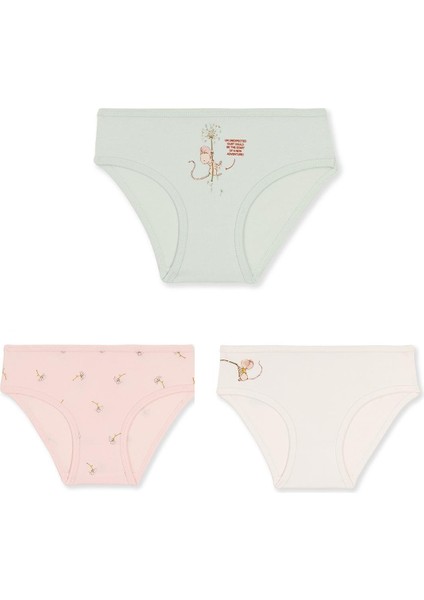 Kız Çocuk Pamuklu Renkli Baskılı Bikini Külot 3'lü PAKET 5854 Renkli