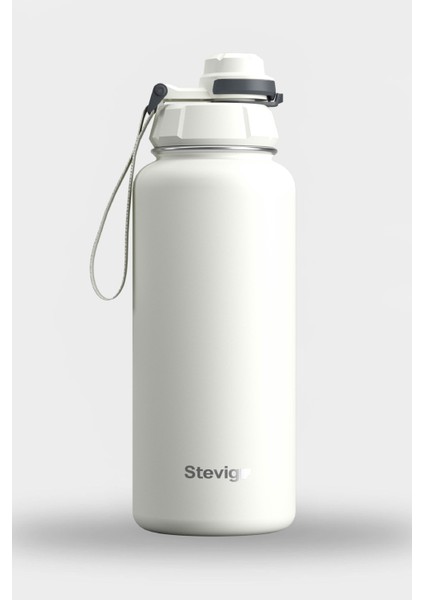 1 Hand Leak-Proof Sızdırmaz Çelik Termos 1000 Ml Star Whıte St-213