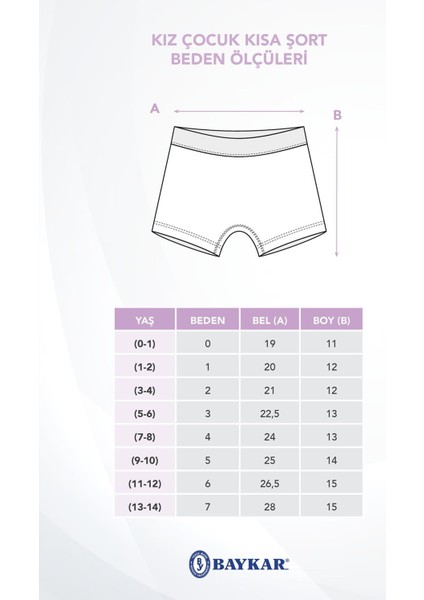 Kız Çocuk Pamuklu Renkli Baskılı Likralı Boxer 3'lü Paket 5892 Renkli