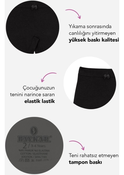 Kız Çocuk Pamuklu Düz Paçalı Boxer Tayt 2'li Paket Siyah modelleri