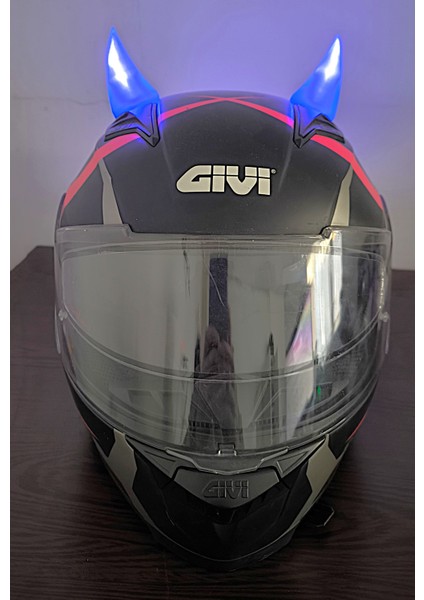 Motosiklet Işıklı Kask Boynuzu,ışıklı Şeytan Boynuzu Pil Dahil