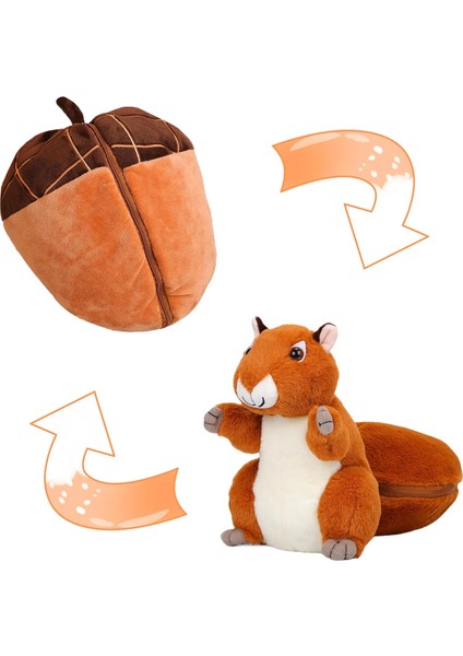 Sincap Peluş Hayvan Fermuarlı Döndürülebilir Sincap Kozalaklı Peluş Oyuncak Çocuklar Ve Yetişkinler Için Sevimli Yumuşak Sincap Oyuncak Yastık Dekorasyonu Diriliş (Yurt Dışından)