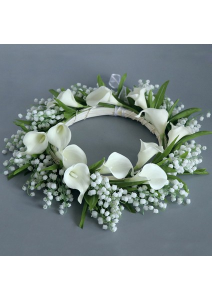 Yapay Calla Zambağı Kapı Çelengi, Beyaz Çiçek Çelengi, Ön Kapı Oturma Odası Duvar Bahçe Düğün Festival Dekoru (Yurt Dışından) fırsatları