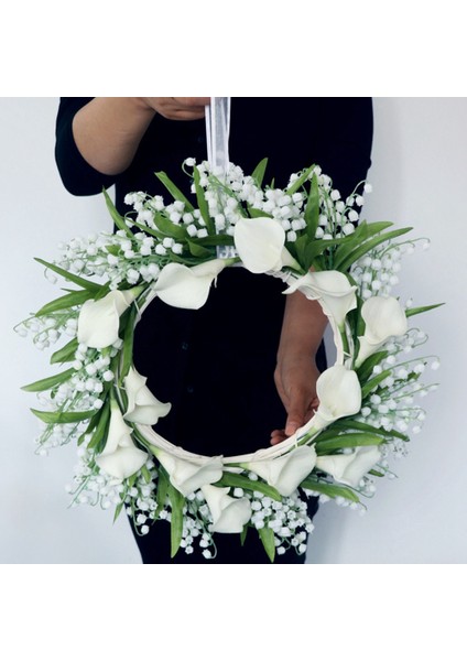 Yapay Calla Zambağı Kapı Çelengi, Beyaz Çiçek Çelengi, Ön Kapı Oturma Odası Duvar Bahçe Düğün Festival Dekoru (Yurt Dışından) indirimleri