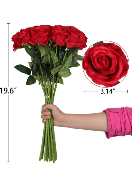 Yapay Gül Çiçek Kırmızı Ipek Güller Kök Çiçek Buketi Düğün Ev Dekorasyonu, 10'lu Paket (Kırmızı) (Yurt Dışından) fırsatları