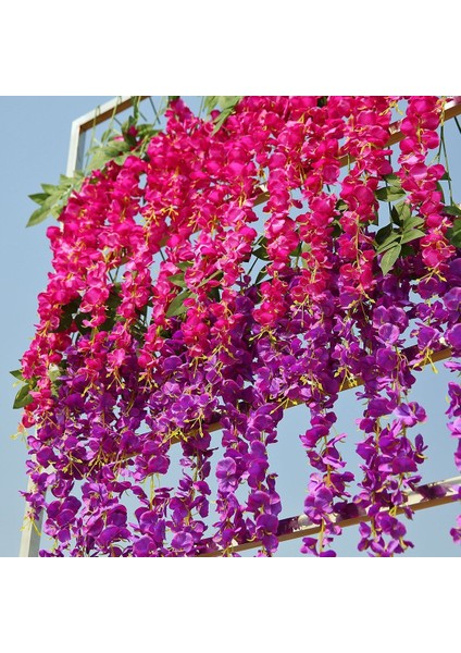Yapay Ipek Wisteria Vine Ratta Ipek Asılı Çiçek Düğün Dekor, 6 Parça, (Mor) (Yurt Dışından) fiyatları