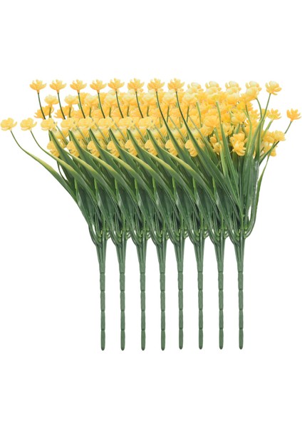 Adet Yapay Çiçekler Açık Uv Dayanıklı Bitkiler, 8 Şube Plastik Yeşillik Çalılar Bitkiler Kapalı Dış Asılı Ekici Mutfak Ev Düğün Ofis Bahçe Dekor Sarı (Yurt Dışından)