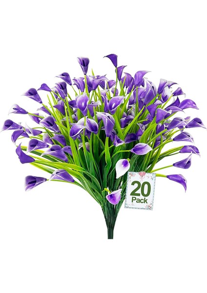 Calla Zambak Yapay Çiçek Bitkiler, Bitkiler Plastik Bahar Çiçek Kapalı Dış Ekici Ev Dekor (Yurt Dışından)