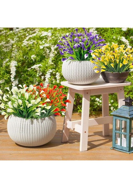 Calla Zambak Yapay Çiçek Bitkiler, Bitkiler Plastik Bahar Çiçek Kapalı Dış Ekici Ev Dekor (Yurt Dışından) indirimleri