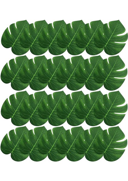 24 Adet 8 Inç Yapay Palmiye Yaprakları, Hawaii Orman Partisi Safari Için Tropikal Yapraklar Yeşil Monstera Yaprakları (Yurt Dışından)