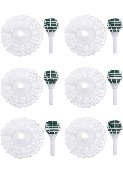 6 Adet Köpük Çiçek Saplı Buket Tutucular Dantel Çiçek Çiçek Düzenlemesi Köpük Seti Düğün Malzemeleri Brida (Beyaz) (Yurt Dışından)