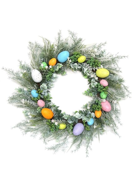 50CM Paskalya Çelengi Paskalya Yumurtaları Dekorasyon Yapay Çiçek Ev Dıy El Sanatları Kapı Askısı Paskalya Parti Dekoru (Yurt Dışından)