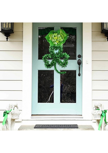 St. Patrick Günü Yeşil Irlanda Kapı ve Ev Duvar Süslemeleri Parti Eğlencesi Trifolium Yonca Şanslı Çim Çelengi (Yurt Dışından)