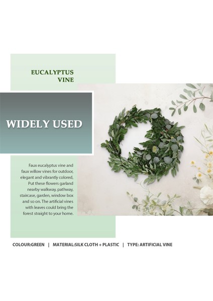 Yapay Okaliptüs ve Söğüt Sarmaşıklar Ivy Düğün Zemin Kemer Duvar Dekor Masa Koşucu Asma (Yurt Dışından) fırsatları