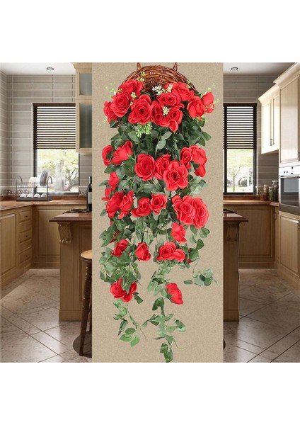 Yapay Gül Çiçekler Asılı Bitki Duvar Ev Balkon Sepeti Dekor 2'li Paket (Yurt Dışından)