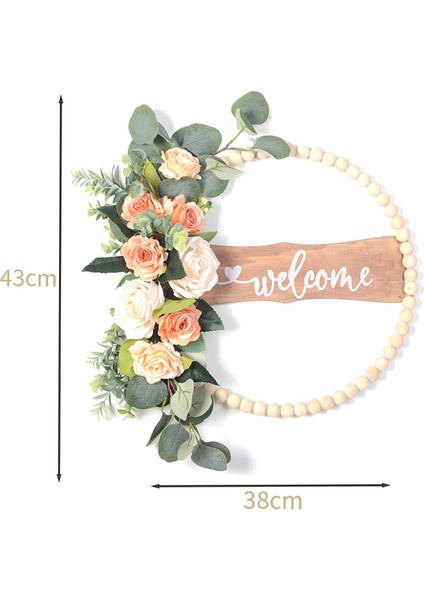Ön Kapı Için Hoş Geldiniz Işareti, Ahşap Boncuklar ve Okaliptüs Çelengi, Iç Mekan Dış Mekan Her Mevsim Çiçek Çelengi (Yurt Dışından) indirimleri