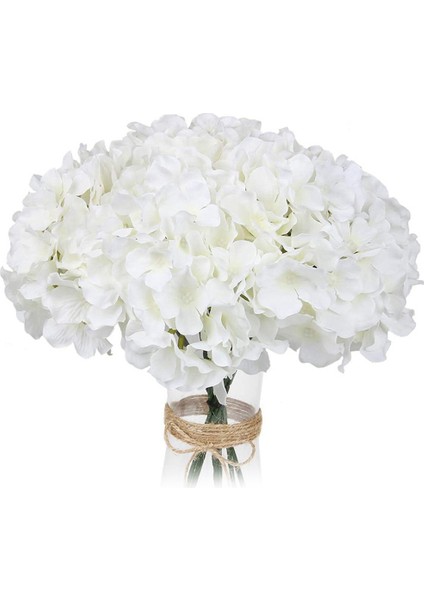 Beyaz Ortanca Ipek Çiçek Başları 20'li Paket Düğün Için Saplı Yapay Ortanca Çiçekleri (Yurt Dışından)