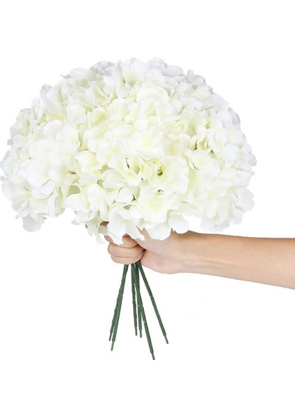 Beyaz Ortanca Ipek Çiçek Başları 20'li Paket Düğün Için Saplı Yapay Ortanca Çiçekleri (Yurt Dışından) modelleri