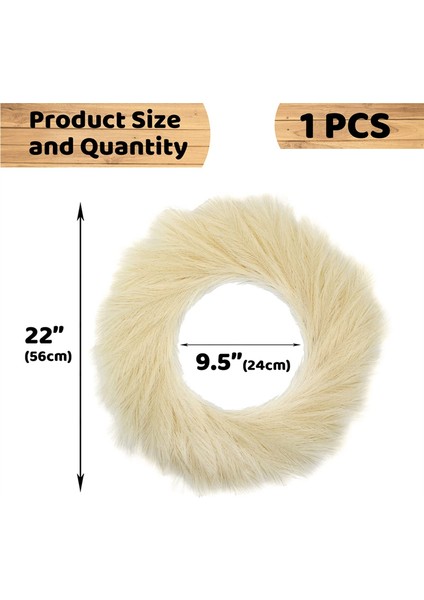 Yapay Pampas Çimi Çelengi, 22 Inç Pampas Çimi Dekoru Ev Boho Sonbahar Dekorasyonu (Bej) (Yurt Dışından) fiyatları