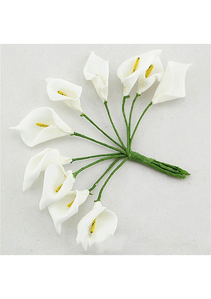 12 Adet Mini Calla Yapay Çiçek Buketi Düğün Dekorasyon Dıy Hediye Beyaz (Yurt Dışından) modelleri