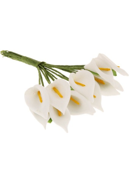 12 Adet Mini Calla Yapay Çiçek Buketi Düğün Dekorasyon Dıy Hediye Beyaz (Yurt Dışından) fırsatları