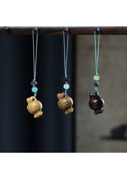 Yeşil Sandal Ağacı Sandal Ağacı Oyma Sevimli Hayvan Kolye Diy Yaratıcı Çanta Araba Anahtarlık Cep Telefonu Zinciri Kolye Aksesuarları (Yurt Dışından)