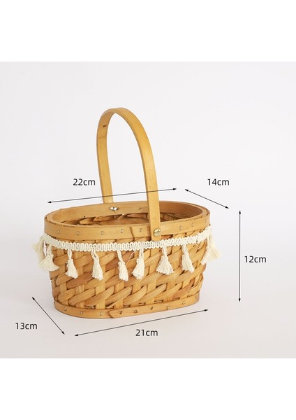 El Yapımı Dokuma Ahşap Dilim Saklama Sepeti Dekoratif Rattan Çiçek Sepeti Rustik Refakatçi Hediye Çanta Çiçek Aranjmanı Küçük Sepet (Yurt Dışından)