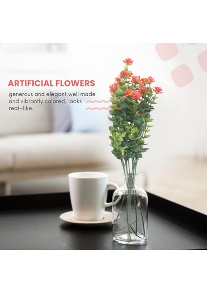 Adet Yapay Çiçekler Açık Uv Dayanıklı Bitkiler, 8 Şube Plastik Yeşillik Çalılar Bitkiler Kapalı Dış Asılı Ekici Mutfak Ev Düğün Ofis Bahçe Dekor Turuncu (Yurt Dışından) modelleri