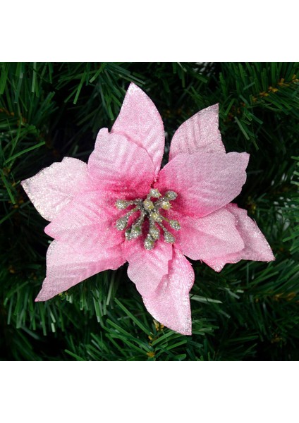 50 Paket Glitter Poinsettia Yılbaşı Ağacı Süsleri 5 Inç Yapay Ipek Çiçekler Dekor Garland (Pembe) Seçtikleri (Yurt Dışından) fırsatları
