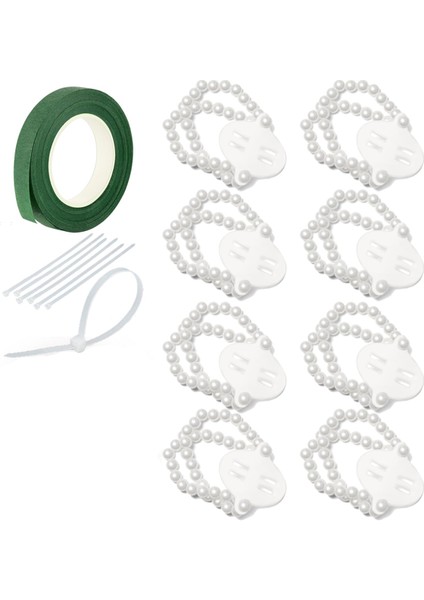 Korsaj Bileklik Bandı 8 Adet Bilek Korsaj Bilezikleri, Düğün Partisi Balo Dıy Bilek Korsajı Için Elastik Bileklikler, Inci (Yurt Dışından)