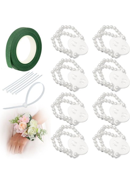 Korsaj Bileklik Bandı 8 Adet Bilek Korsaj Bilezikleri, Düğün Partisi Balo Dıy Bilek Korsajı Için Elastik Bileklikler, Inci (Yurt Dışından) fiyatları