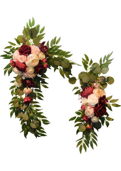 2 Adet Yapay Çiçek Gül Şakayık Hoş Geldiniz Düğün Konuğu Dekorasyonu Düğün Kemeri Düğün Arka Plan Duvar Dekorasyonu (Yurt Dışından)