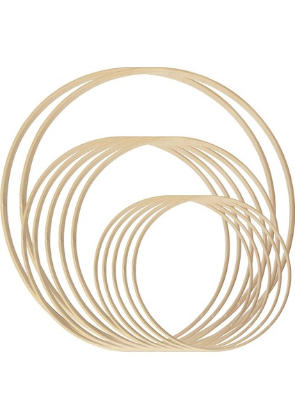 Dream Catcher Yüzükler 12 Adet Ahşap Bambu Çiçek Çember Dıy Dekor Düğün Dekor ve Duvar Asılı El Sanatları (Yurt Dışından)