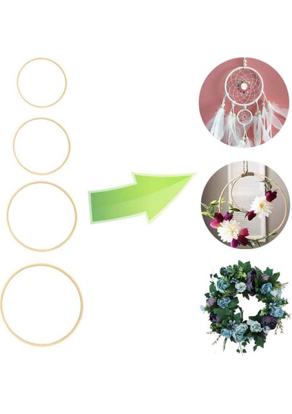 Dream Catcher Yüzükler 12 Adet Ahşap Bambu Çiçek Çember Dıy Dekor Düğün Dekor ve Duvar Asılı El Sanatları (Yurt Dışından) fiyatları