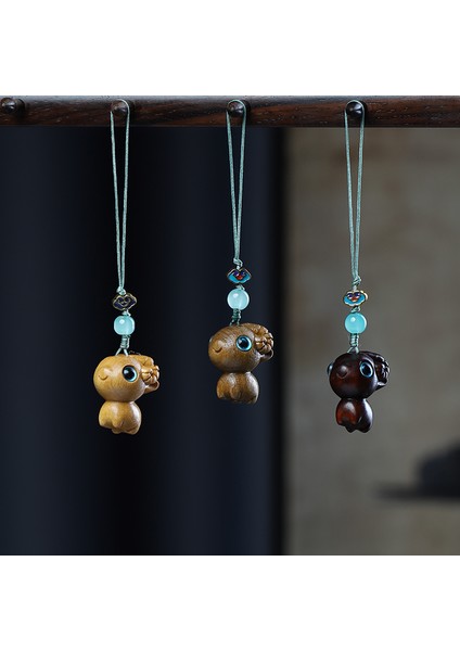 Yeşil Sandal Ağacı Sandal Ağacı Oyma Sevimli Hayvan Kolye Diy Yaratıcı Çanta Araba Anahtarlık Cep Telefonu Zinciri Kolye Aksesuarları (Yurt Dışından)