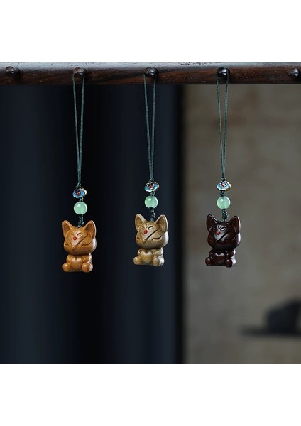 Yeşil Sandal Ağacı Sandal Ağacı Oyma Sevimli Hayvan Kolye Diy Yaratıcı Çanta Araba Anahtarlık Cep Telefonu Zinciri Kolye Aksesuarları (Yurt Dışından)
