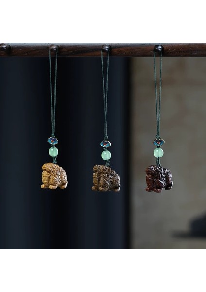 Yeşil Sandal Ağacı Sandal Ağacı Oyma Sevimli Hayvan Kolye Diy Yaratıcı Çanta Araba Anahtarlık Cep Telefonu Zinciri Kolye Aksesuarları (Yurt Dışından)