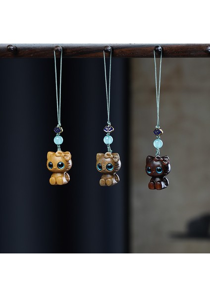 Yeşil Sandal Ağacı Sandal Ağacı Oyma Sevimli Hayvan Kolye Diy Yaratıcı Çanta Araba Anahtarlık Cep Telefonu Zinciri Kolye Aksesuarları (Yurt Dışından)