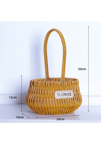 El Yapımı Dokuma Ahşap Dilim Saklama Sepeti Dekoratif Rattan Çiçek Sepeti Rustik Refakatçi Hediye Çanta Çiçek Aranjmanı Küçük Sepet (Yurt Dışından)
