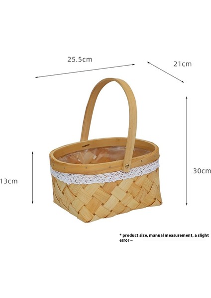 El Yapımı Dokuma Ahşap Dilim Saklama Sepeti Dekoratif Rattan Çiçek Sepeti Rustik Refakatçi Hediye Çanta Çiçek Aranjmanı Küçük Sepet (Yurt Dışından)