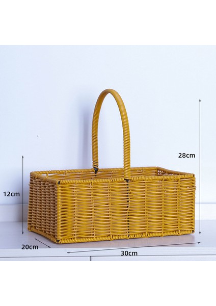 El Yapımı Dokuma Ahşap Dilim Saklama Sepeti Dekoratif Rattan Çiçek Sepeti Rustik Refakatçi Hediye Çanta Çiçek Aranjmanı Küçük Sepet (Yurt Dışından)