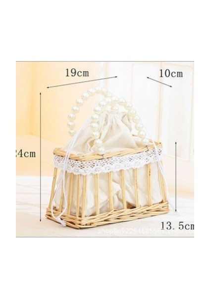 El Yapımı Dokuma Ahşap Dilim Saklama Sepeti Dekoratif Rattan Çiçek Sepeti Rustik Refakatçi Hediye Çanta Çiçek Aranjmanı Küçük Sepet (Yurt Dışından)