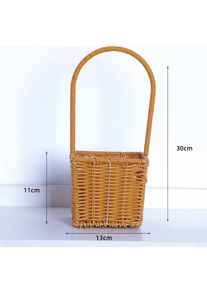 El Yapımı Dokuma Ahşap Dilim Saklama Sepeti Dekoratif Rattan Çiçek Sepeti Rustik Refakatçi Hediye Çanta Çiçek Aranjmanı Küçük Sepet (Yurt Dışından)